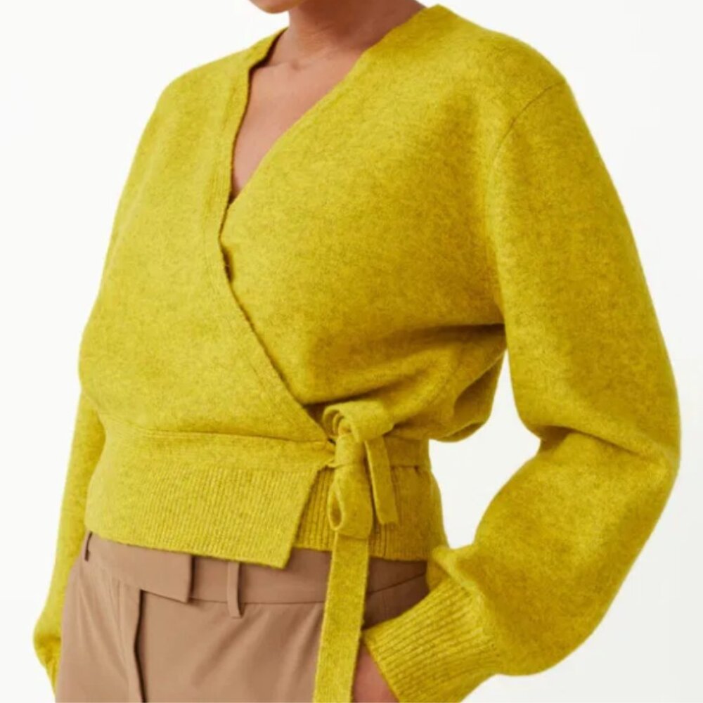 Wrap Sweater in Lime Green / Yellow - & Other Stories - Medium